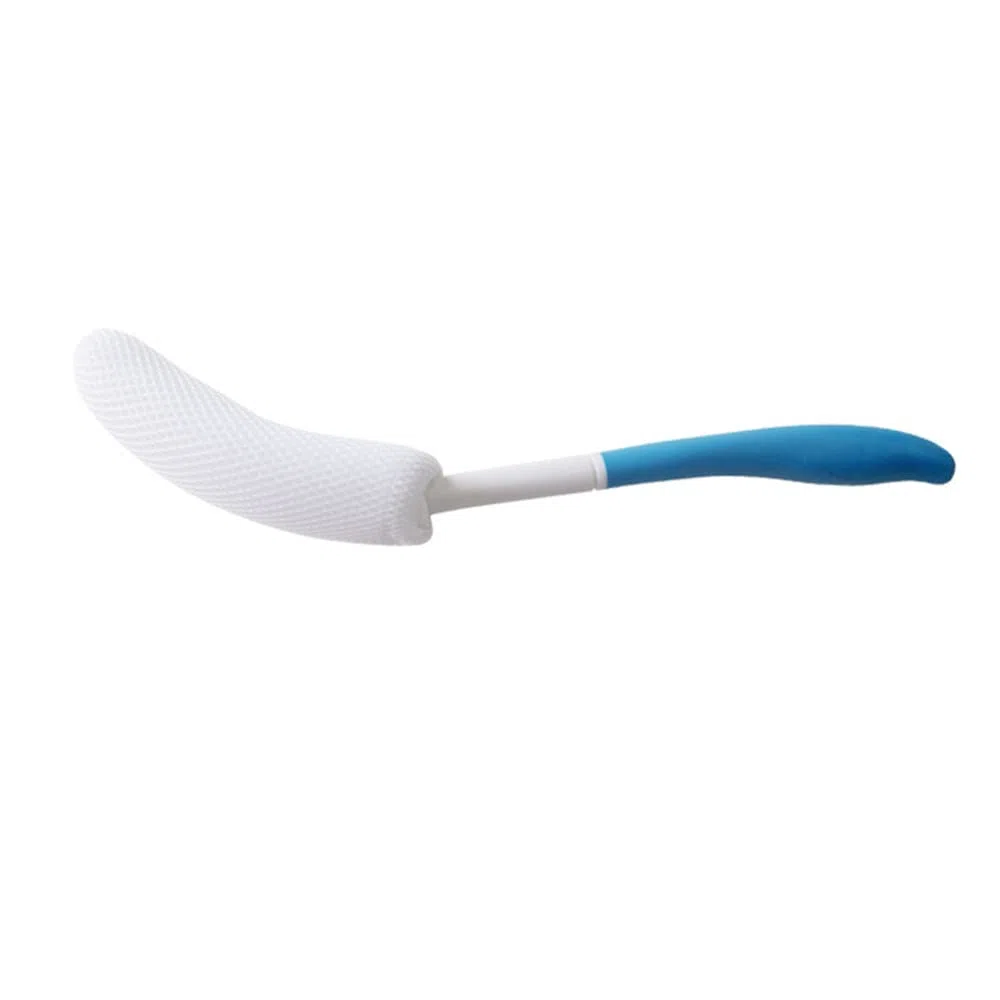 NatureMan Spazzola da bagno con manico lungo, spazzola per corpo da 39 cm, facile da raggiungere, manico curvo antiscivolo, per anziani/incinte