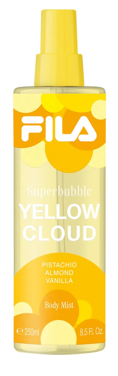 FILA Superbubble, Yellow Cloud Body Mist, Acqua Profumata Corpo, Note di Pistacchio, Vaniglia, Mandorla, 250ml