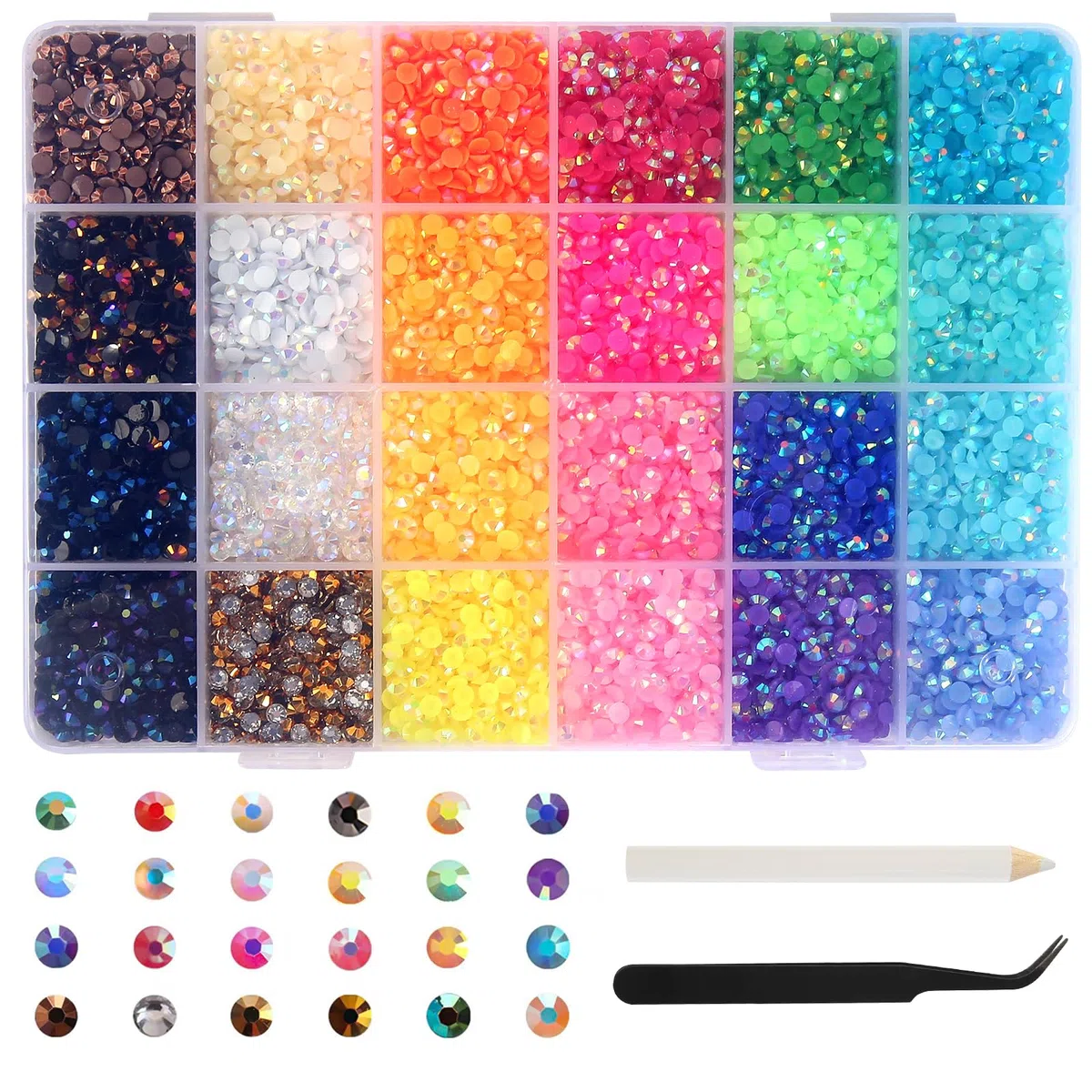 12000 Pezzi Strass per Unghie 4 mm Strass in Cristallo per Nail Art con Pinzette e Penna per Puntini Glitter Brillantini Decorazioni per Unghie per Fai Da Te Artigianato Unghie e Abbigliamento