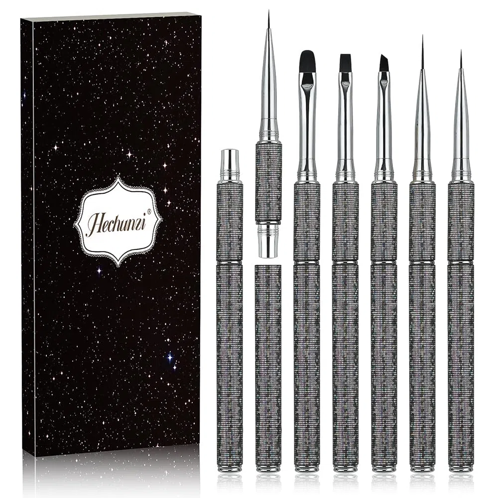Pennelli per Unghie, Hechunzi 5 Pezzi Pennello per Gel Estensione Unghie Nail Art UV Gel Pittura Strumento per Decorazioni Unghie Painting Detailing Salone Casa Manicure DIY Donne (Diamante)