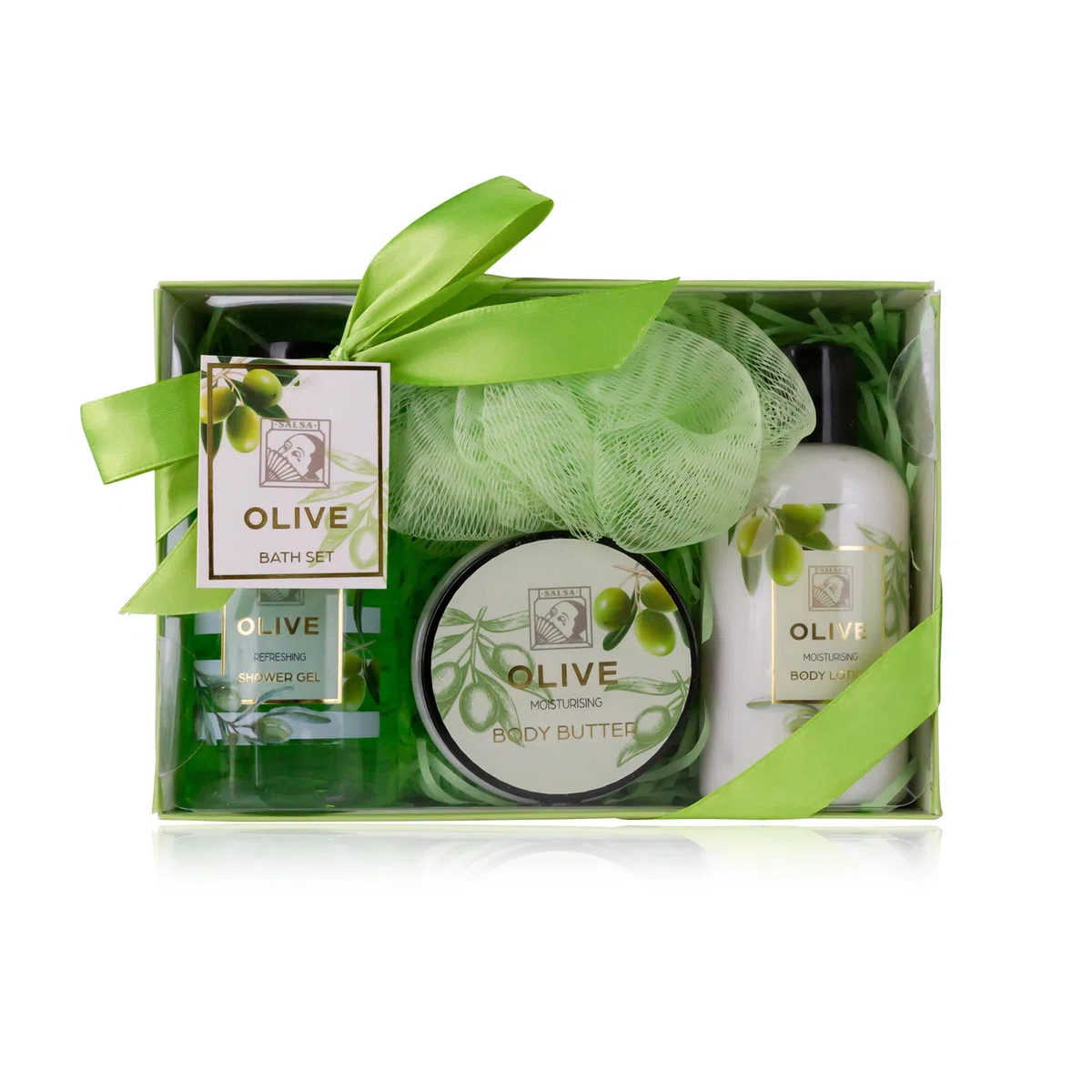 Accentra – Set doccia da donna in bella confezione regalo – Set di 4 pezzi con gel doccia, lozione per il corpo, burro per il corpo e spugna a rete – Set regalo per il compleanno
