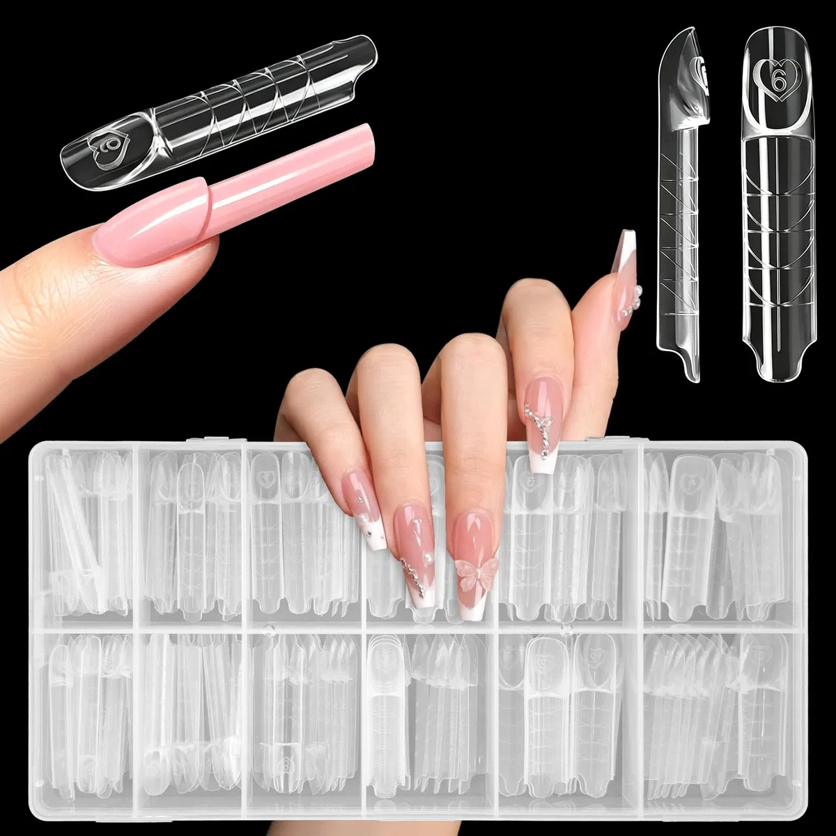 150 Pezzi Dual Form Professionali per 3D French Unghie – Forma Quadrata in 15 Misure, Compatibile con Polygel Acrygel Builder Gel, Pratici e Resistenti, Ideali per Salone DIY e Principianti