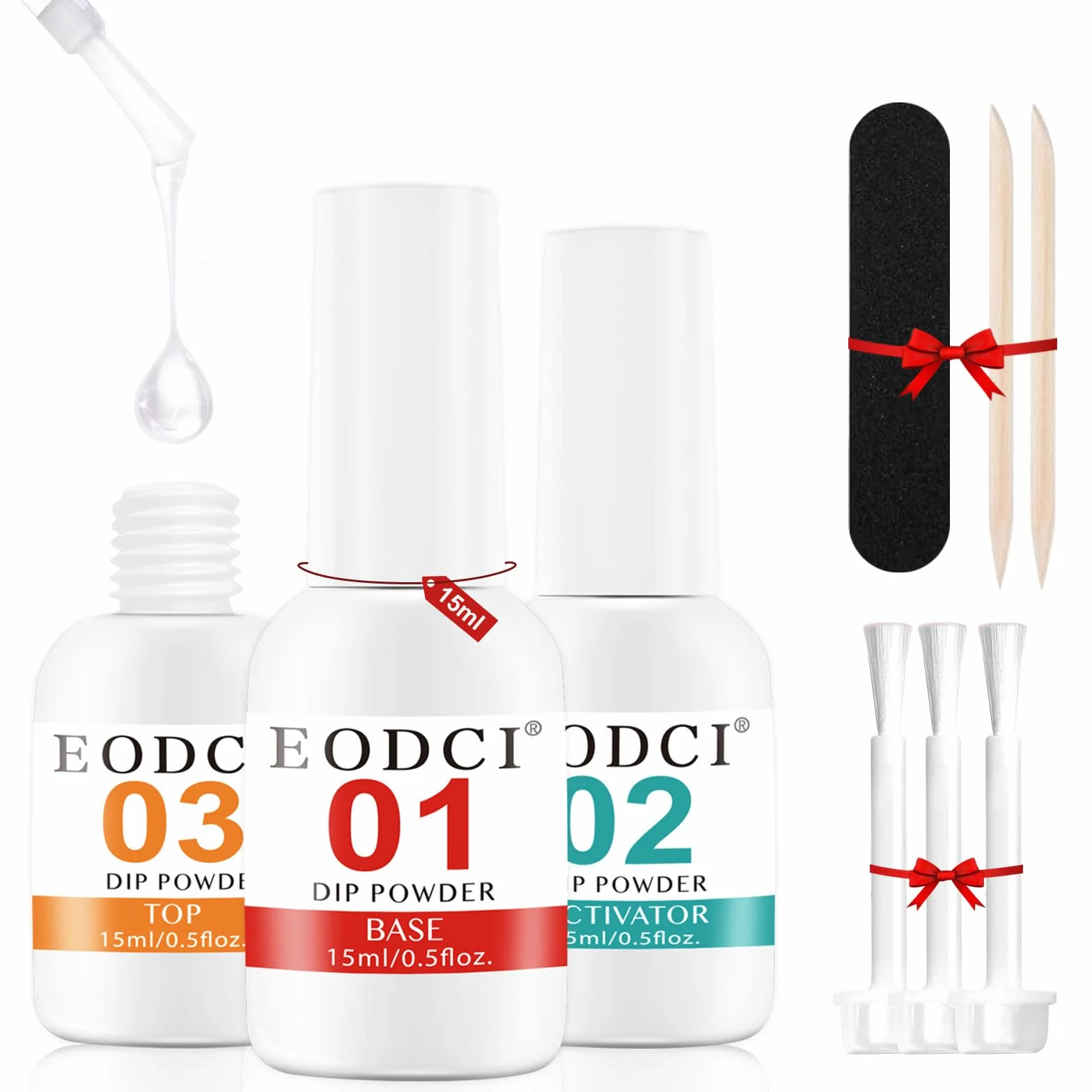 Eodci Set di 3 cipria liquidi, da 15 ml, con base di base, per manicure liquide, per fai da te e salone